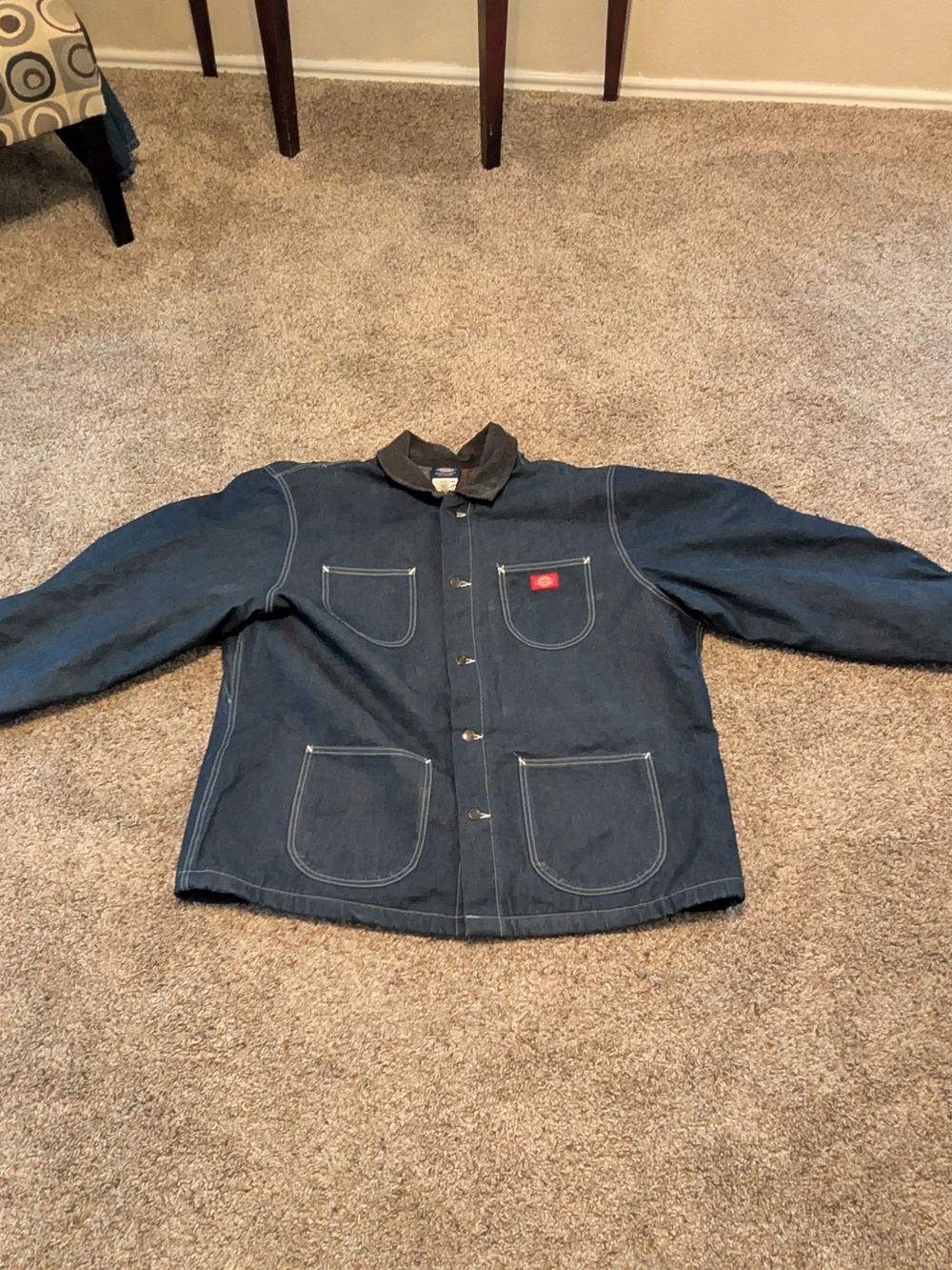 Vintage Dickies Blanket Lined Denim Chore Coat Jacket Cord Collar Size XX-Large